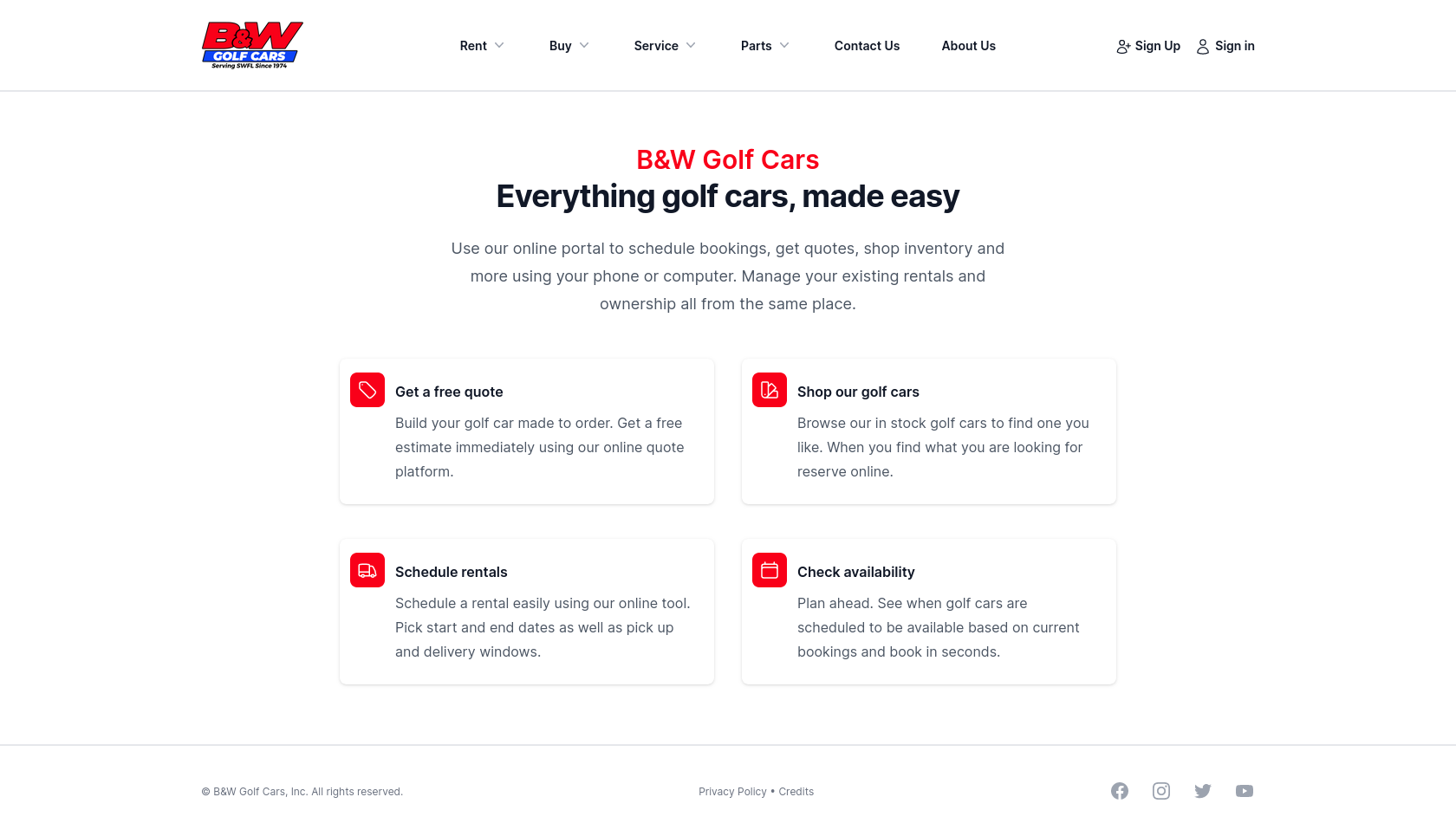 B&W Golf Cars Website