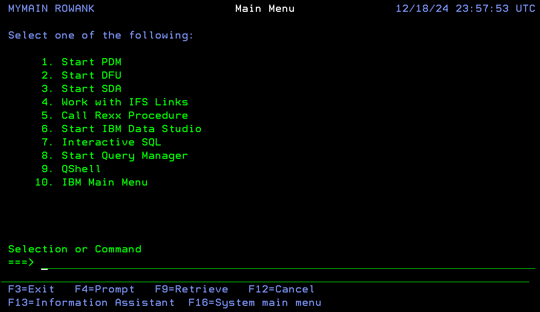 IBM i Custom Main Menu